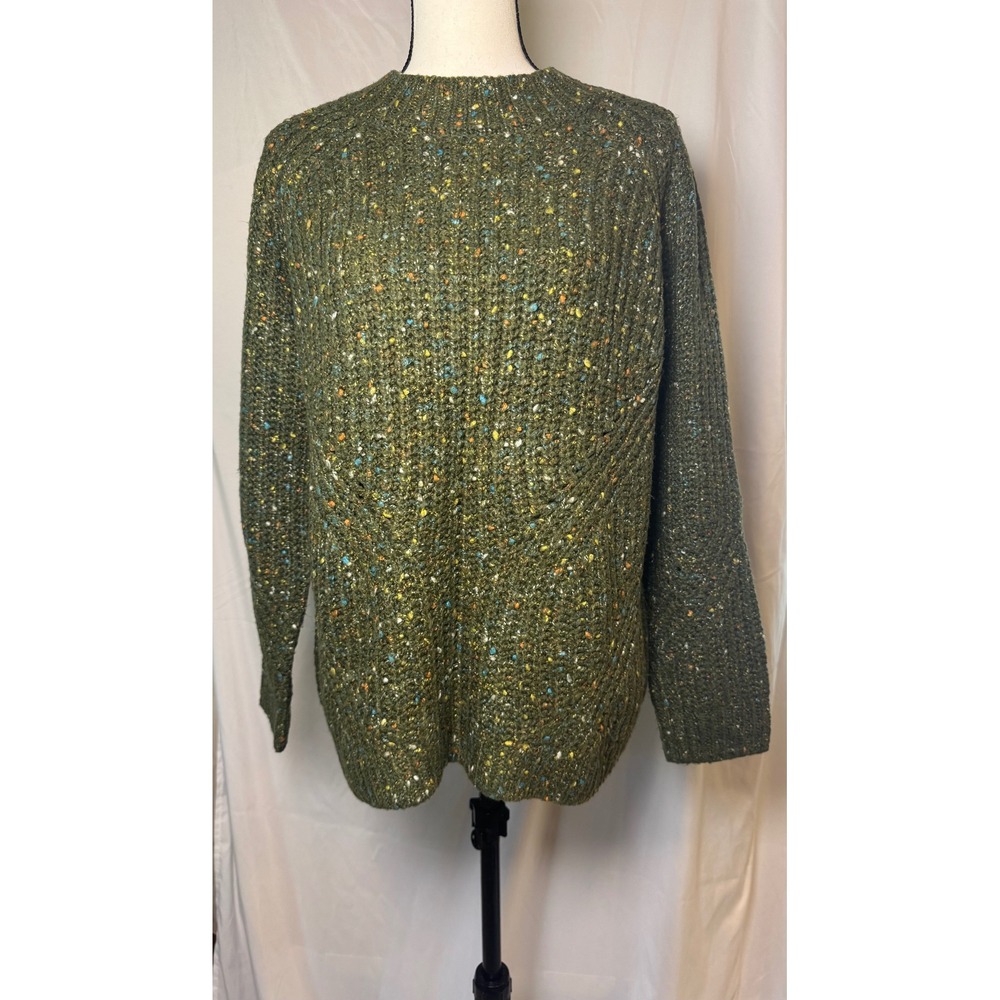Talbots Green Confetti Knit Crewneck Sweater Womens Large Excellent